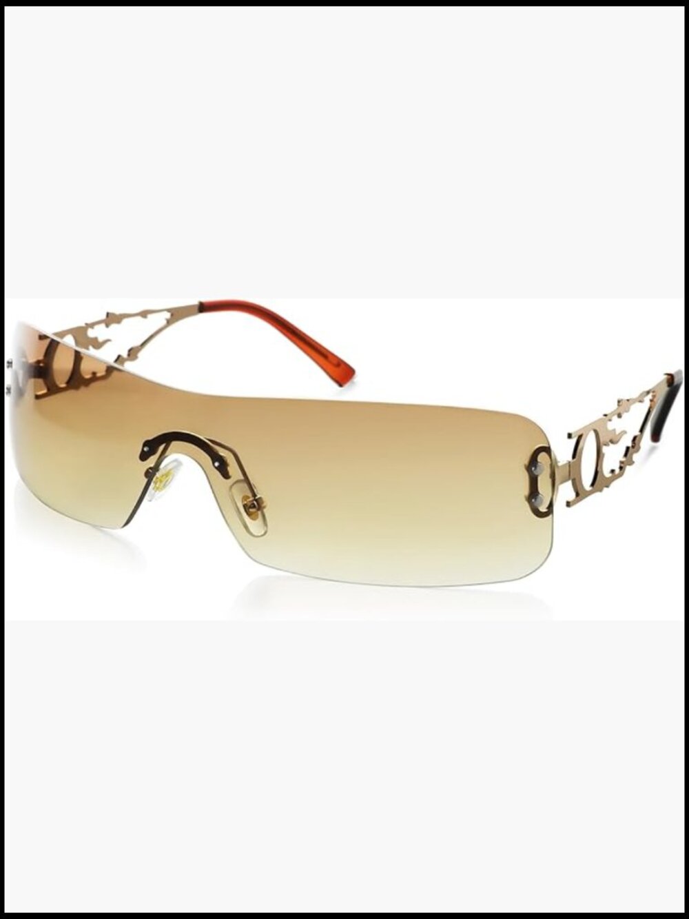 Rimless Wrap Around Sunglasses Metal Frame UV400 Protection